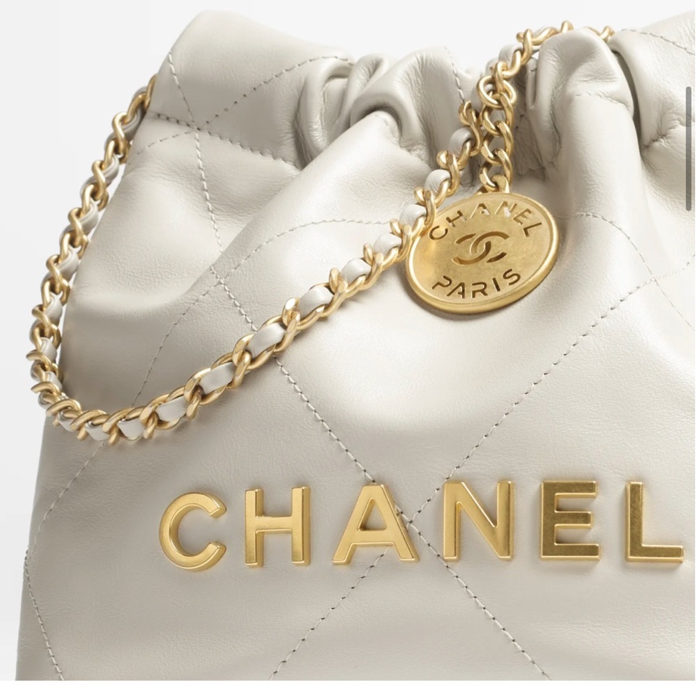 Chanel Cream 22 Mini Bag with Gold Chain